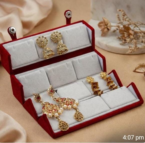 Veloura Luxe Velvet Jewelry Organizer Box – Travel Friendly Earring & Ring Storage Case