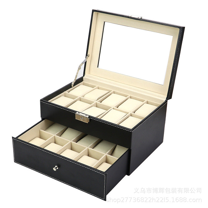 Imperial Luxe 2-Layer Jewelry Organizer Box with Mirror – Premium Watch & Accessories Storage Case
